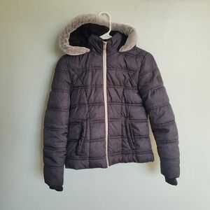 Sage Collective Kids Puffer Jacket Faux Fur Hood Water Resistant Size M Winter